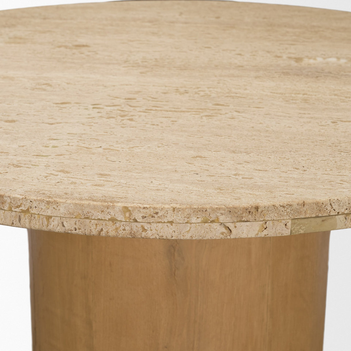 Siena 42" Round Pedestal Dining Table | Travertine | Seats 4-Dining Tables-DECOROLALA