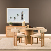 Siena 42" Round Pedestal Dining Table | Travertine | Seats 4-Dining Tables-DECOROLALA