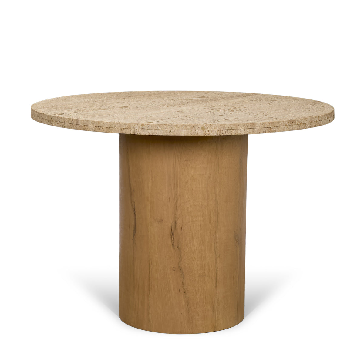 Siena Round Travertine Pedestal Dining Table - Seats 4-Dining Tables-DECOROLALA