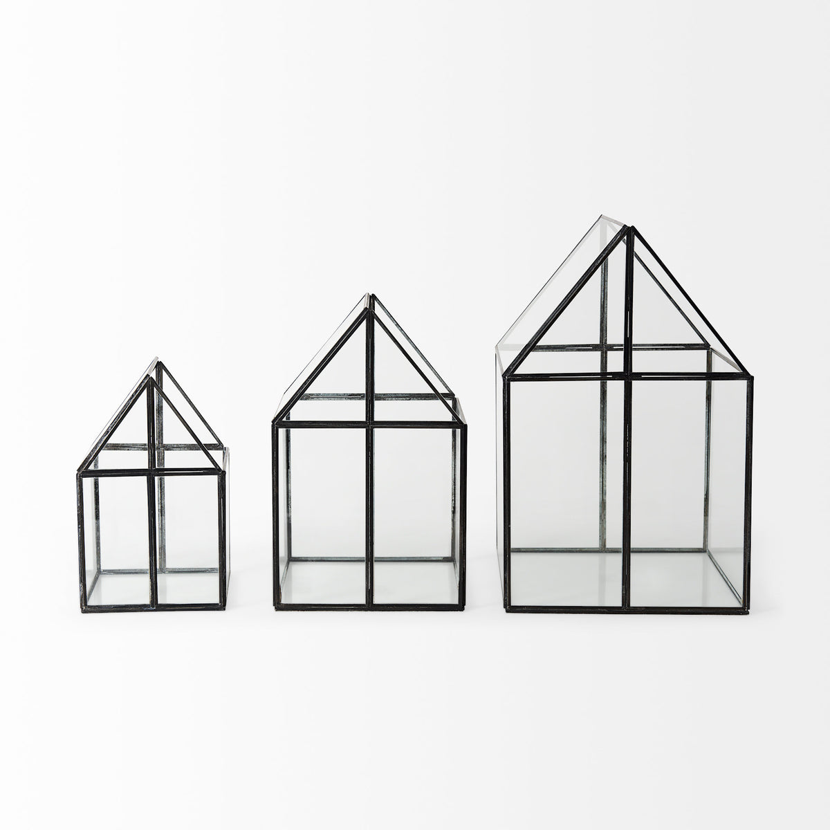 Sikes House-Shaped Metal & Glass Terrarium - Medium 8"x8"x13"-Boxes-DECOROLALA