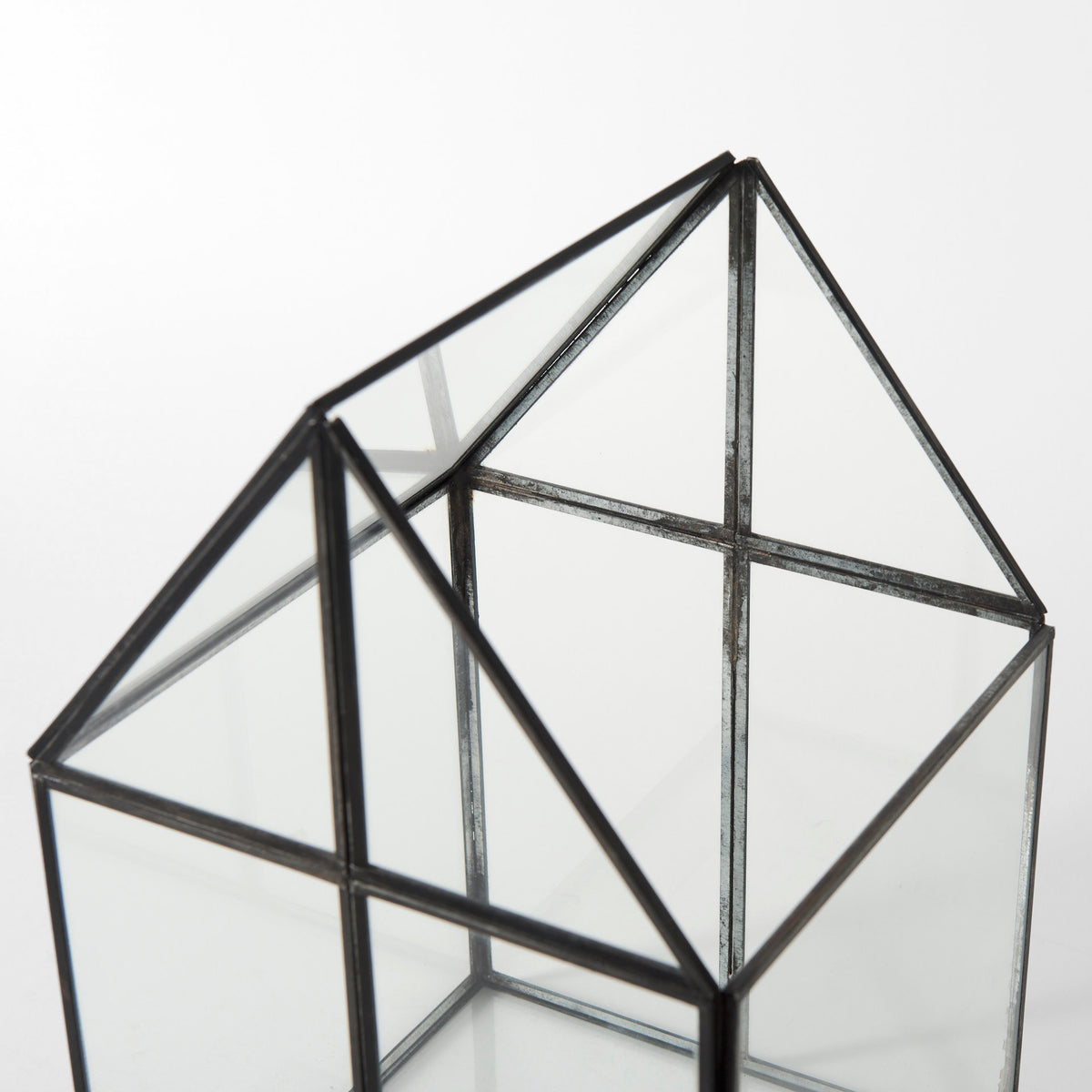 Sikes House-Shaped Metal & Glass Terrarium - Medium 8"x8"x13"-Boxes-DECOROLALA