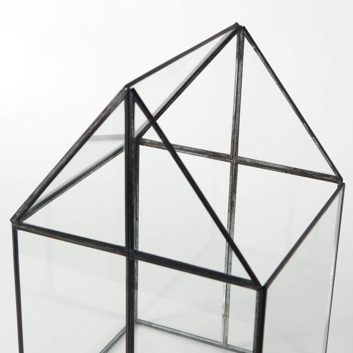 Sikes House-Shaped Metal & Glass Terrarium - Medium 8"x8"x13"-Boxes-DECOROLALA