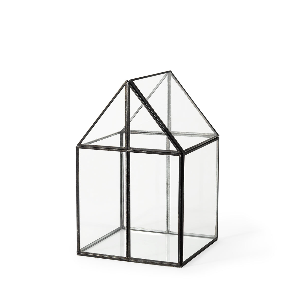 Sikes House-Shaped Metal & Glass Terrarium - Medium 8"x8"x13"-Boxes-DECOROLALA