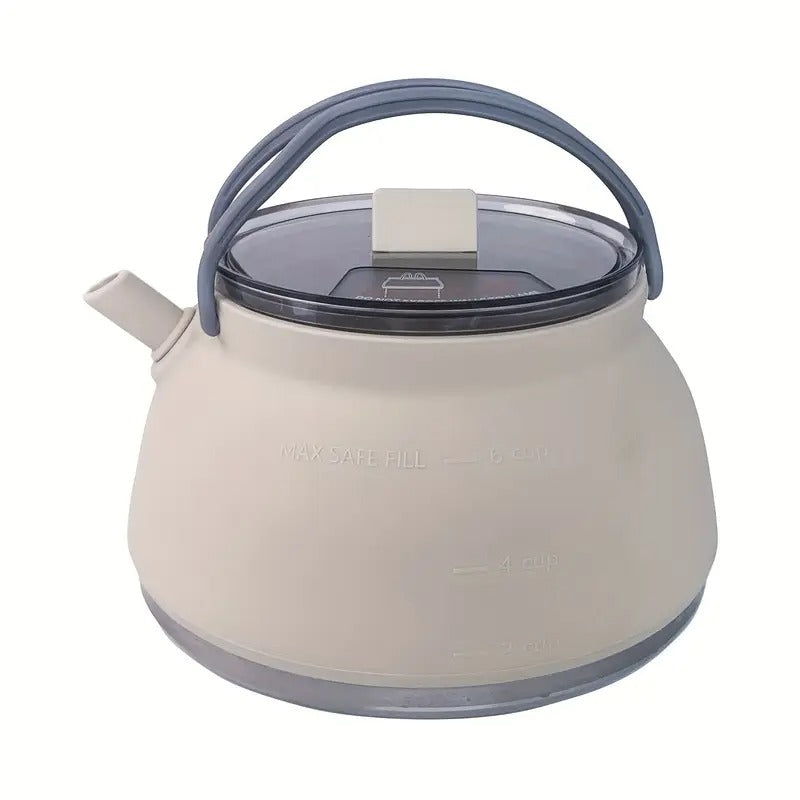 Silicone Folding Kettle 1.5L - Light Khaki Portable Camping Kettle-Camp Cooking-DECOROLALA