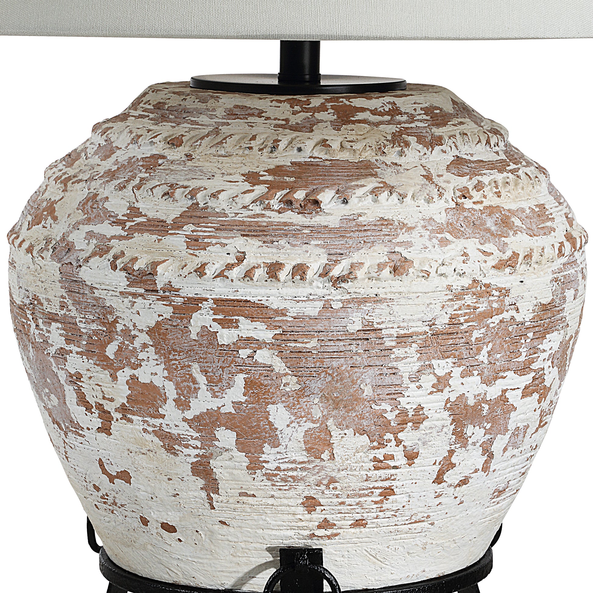 Silis 29.5" Textured Ceramic Table Lamp, Off-White/Brown-Table Lamp-DECOROLALA
