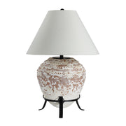 Silis 29.5" Textured Ceramic Table Lamp, Off-White/Brown-Table Lamp-DECOROLALA