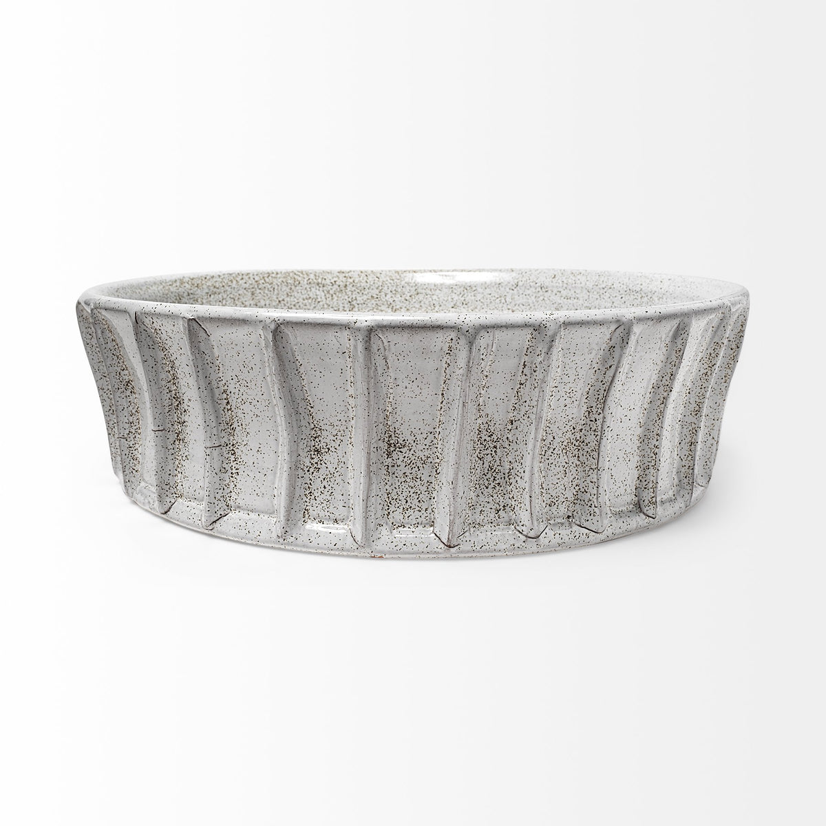 Silone (Large) 16L x 16W White Ceramic Bowl-Bowls-DECOROLALA