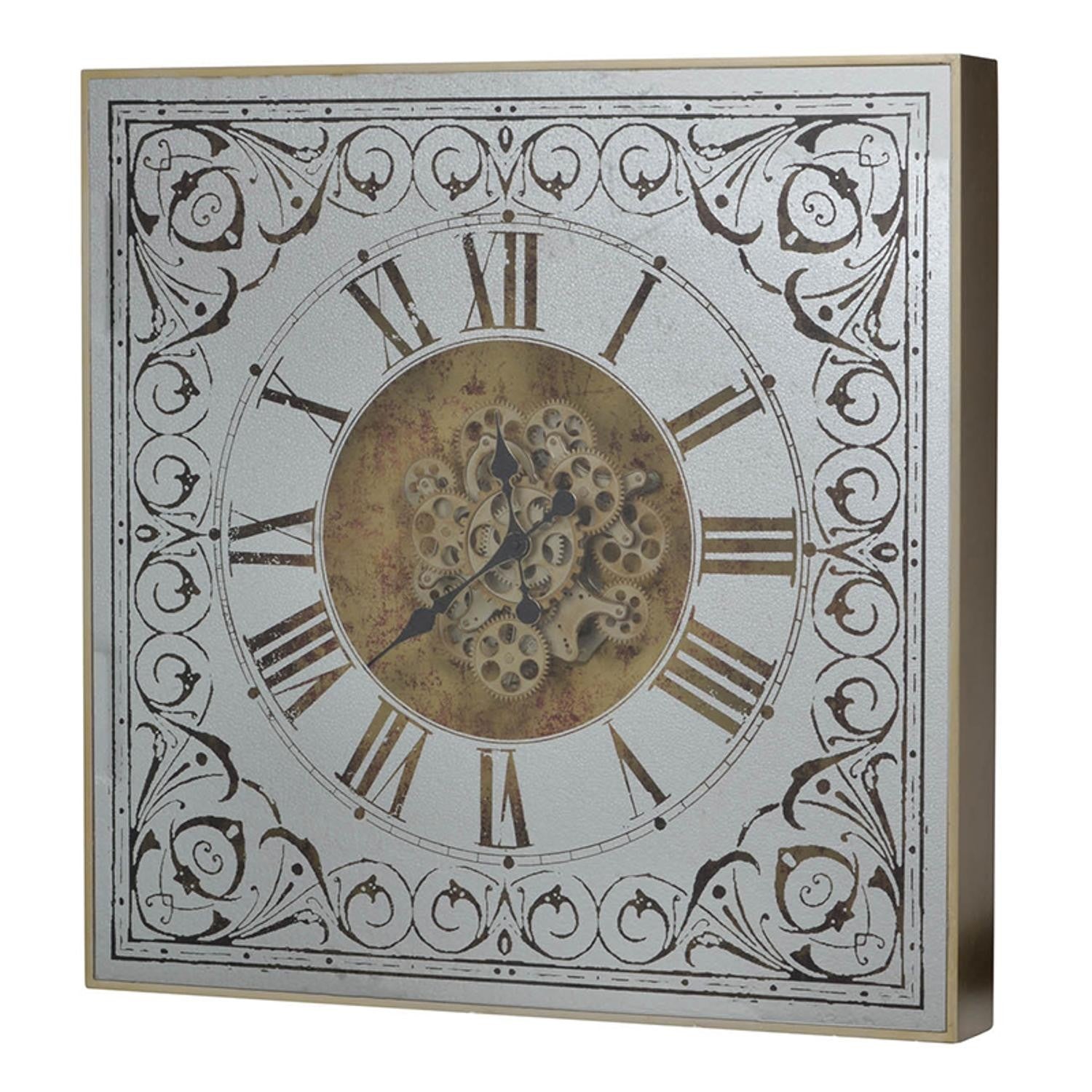Silver And Gold Antique Style Square Wall Clock-Wall Clocks-DECOROLALA