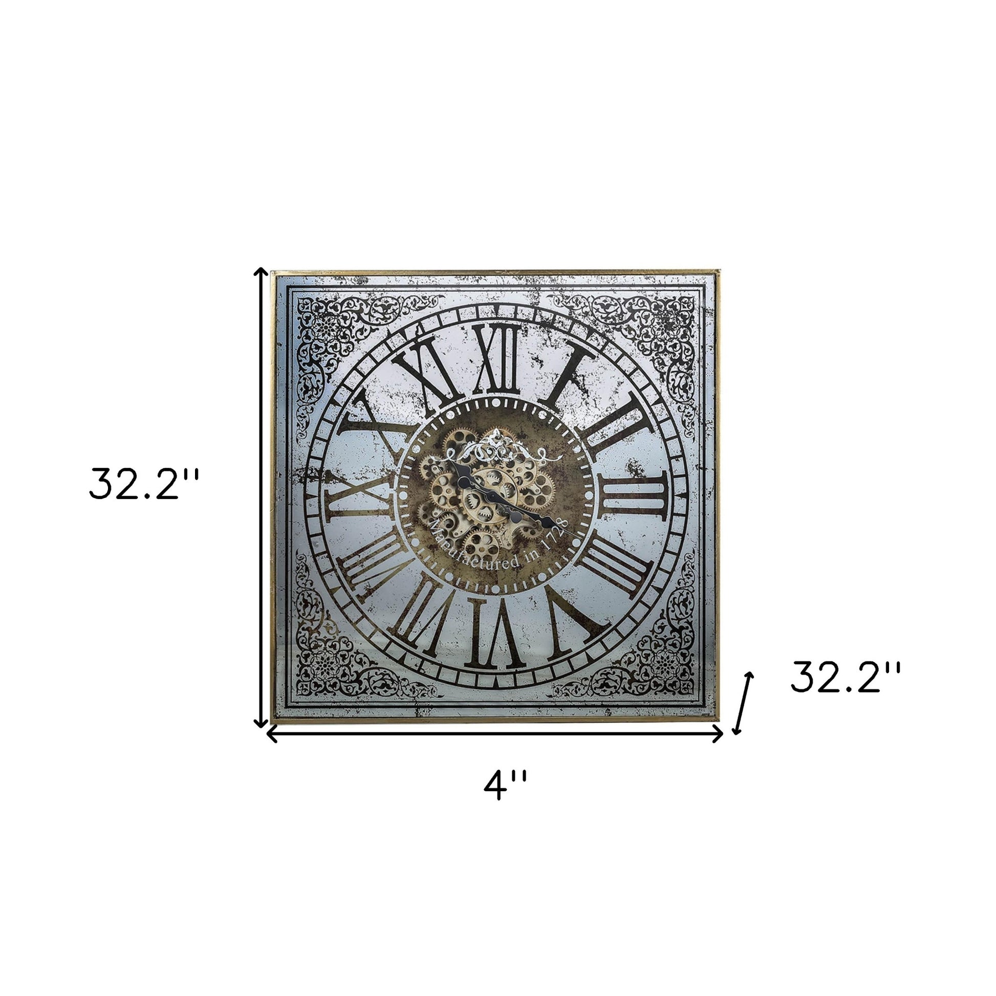 Silver And Gold Antique Style Square Wall Clock-Wall Clocks-DECOROLALA