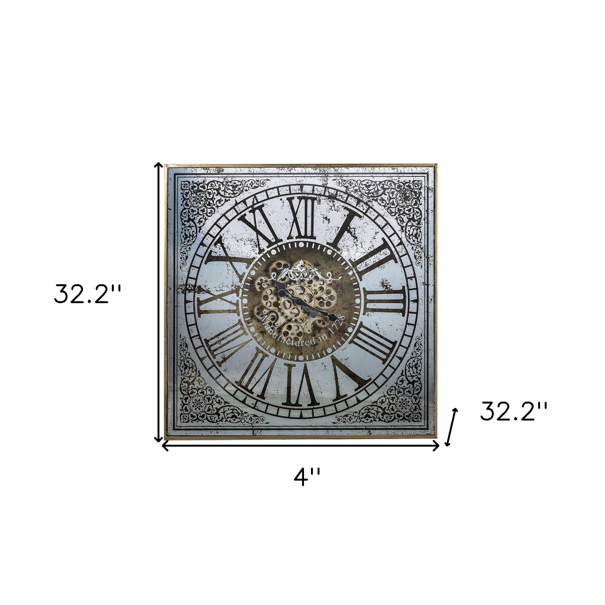 Silver And Gold Antique Style Square Wall Clock-Wall Clocks-DECOROLALA