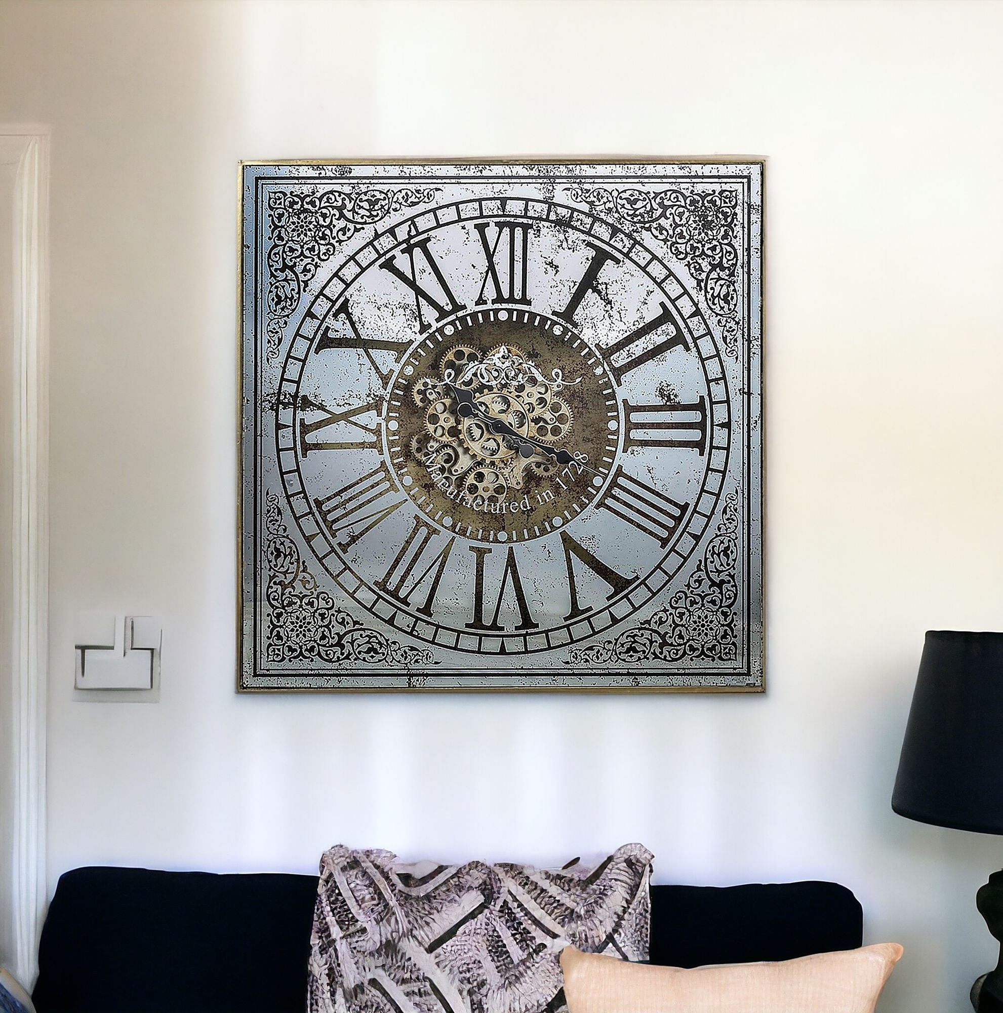 Silver And Gold Antique Style Square Wall Clock-Wall Clocks-DECOROLALA