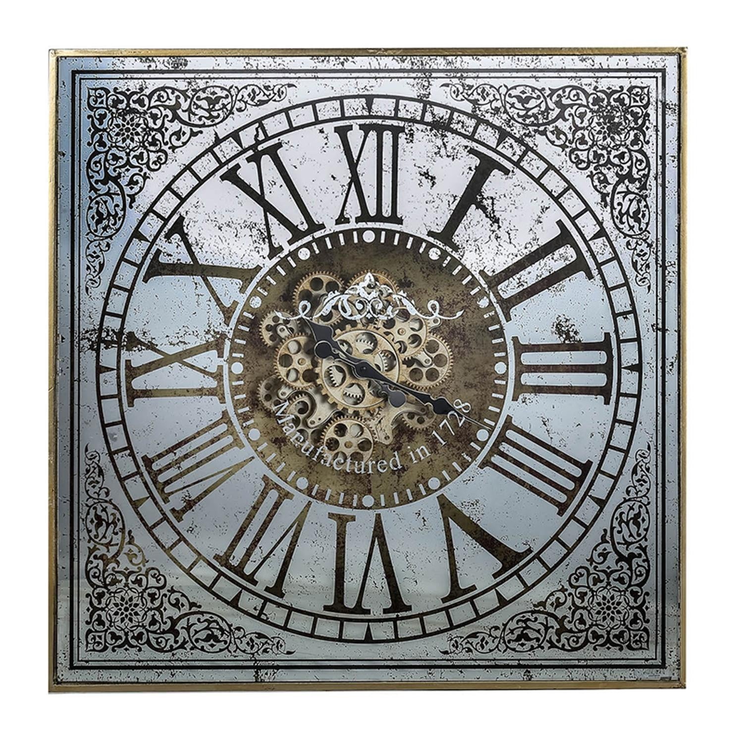 Silver And Gold Antique Style Square Wall Clock-Wall Clocks-DECOROLALA