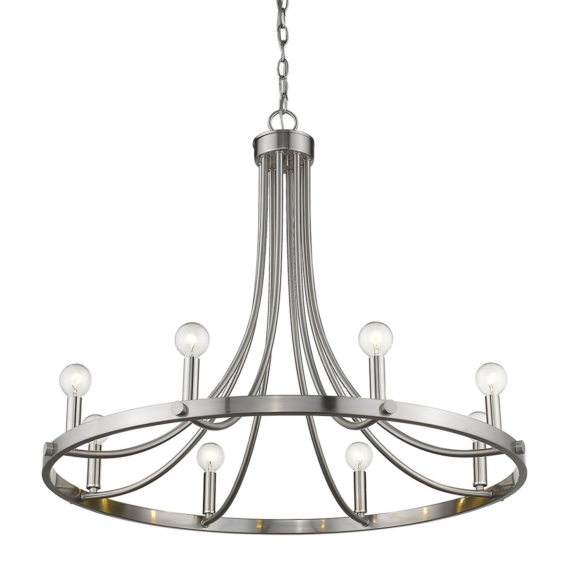 Silver Candle Style Eight Light Metal Dimmable Chandelier-Chandeliers-DECOROLALA