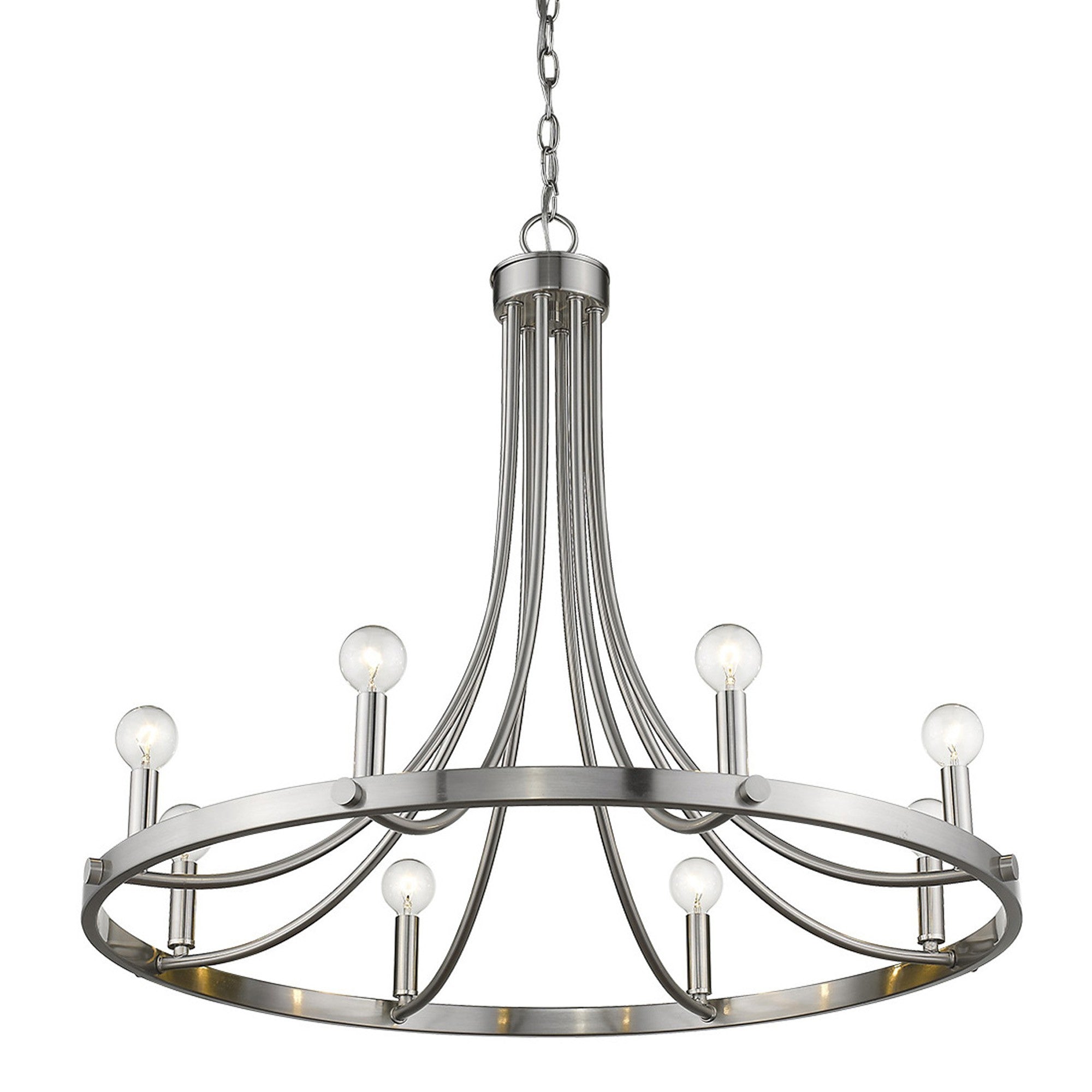 Silver Candle Style Eight Light Metal Dimmable Chandelier-Chandeliers-DECOROLALA