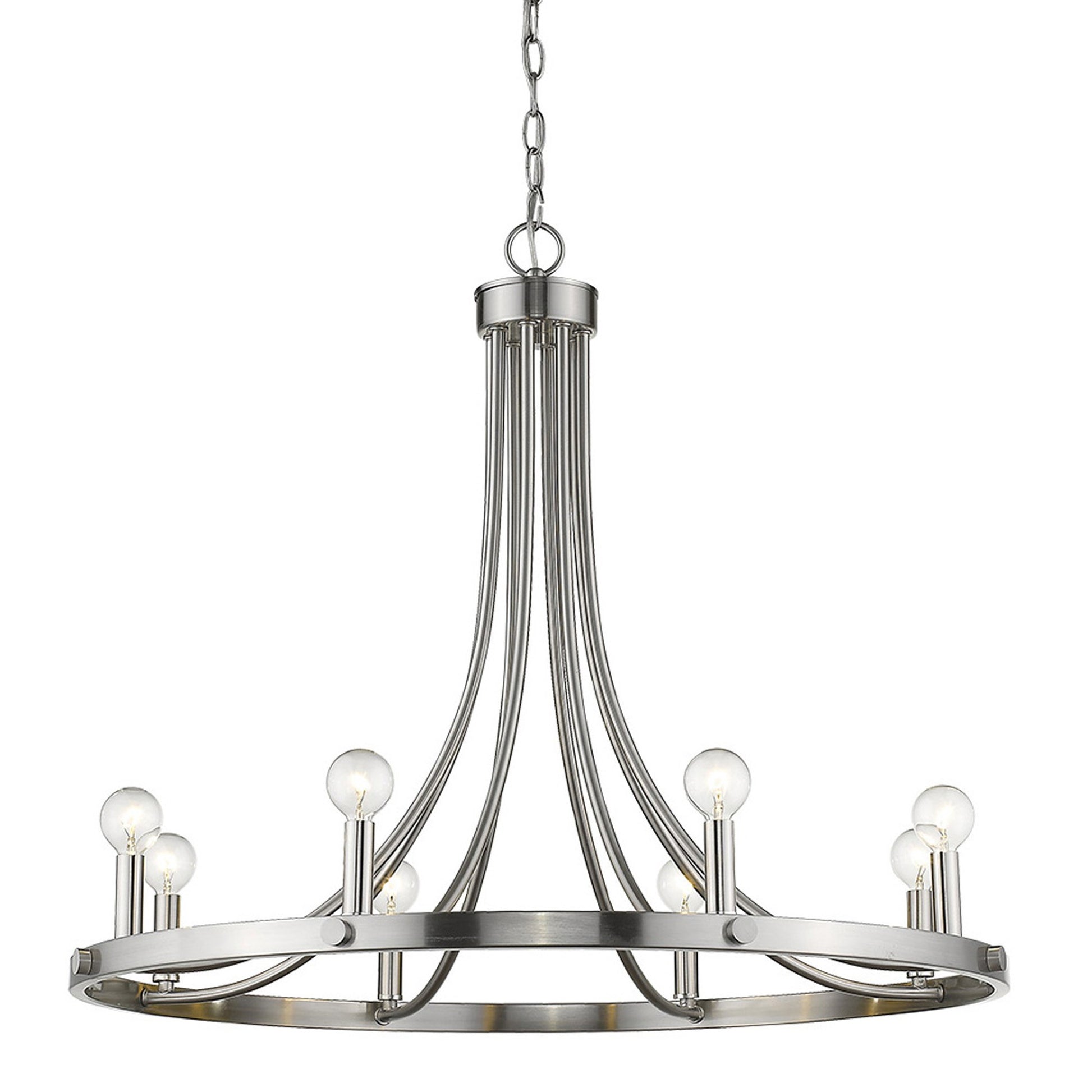 Silver Candle Style Eight Light Metal Dimmable Chandelier-Chandeliers-DECOROLALA