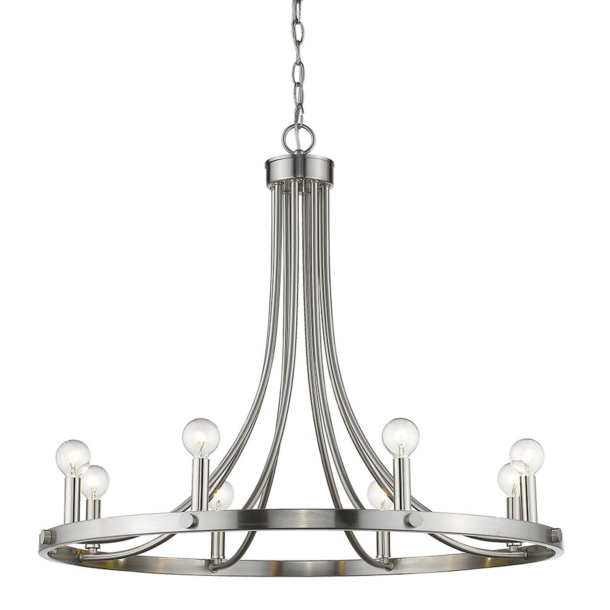 Silver Candle Style Eight Light Metal Dimmable Chandelier-Chandeliers-DECOROLALA