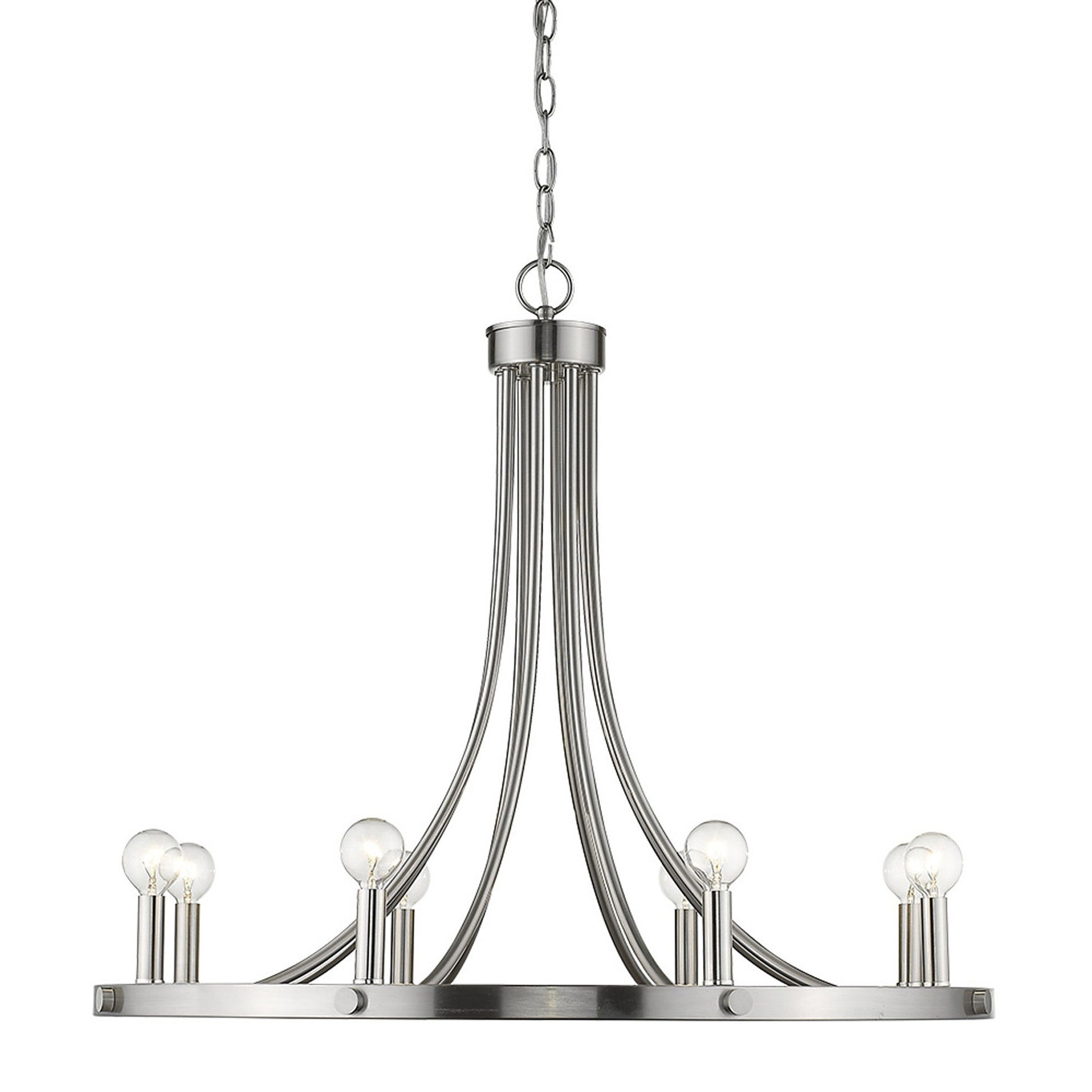 Silver Candle Style Eight Light Metal Dimmable Chandelier-Chandeliers-DECOROLALA