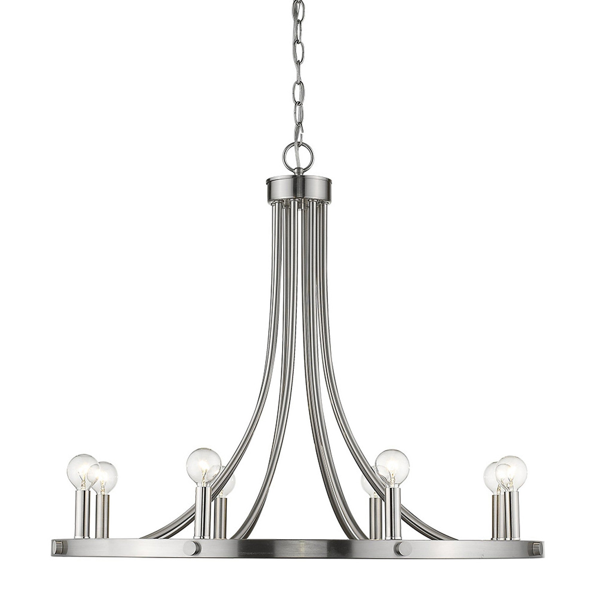 Silver Candle Style Eight Light Metal Dimmable Chandelier-Chandeliers-DECOROLALA