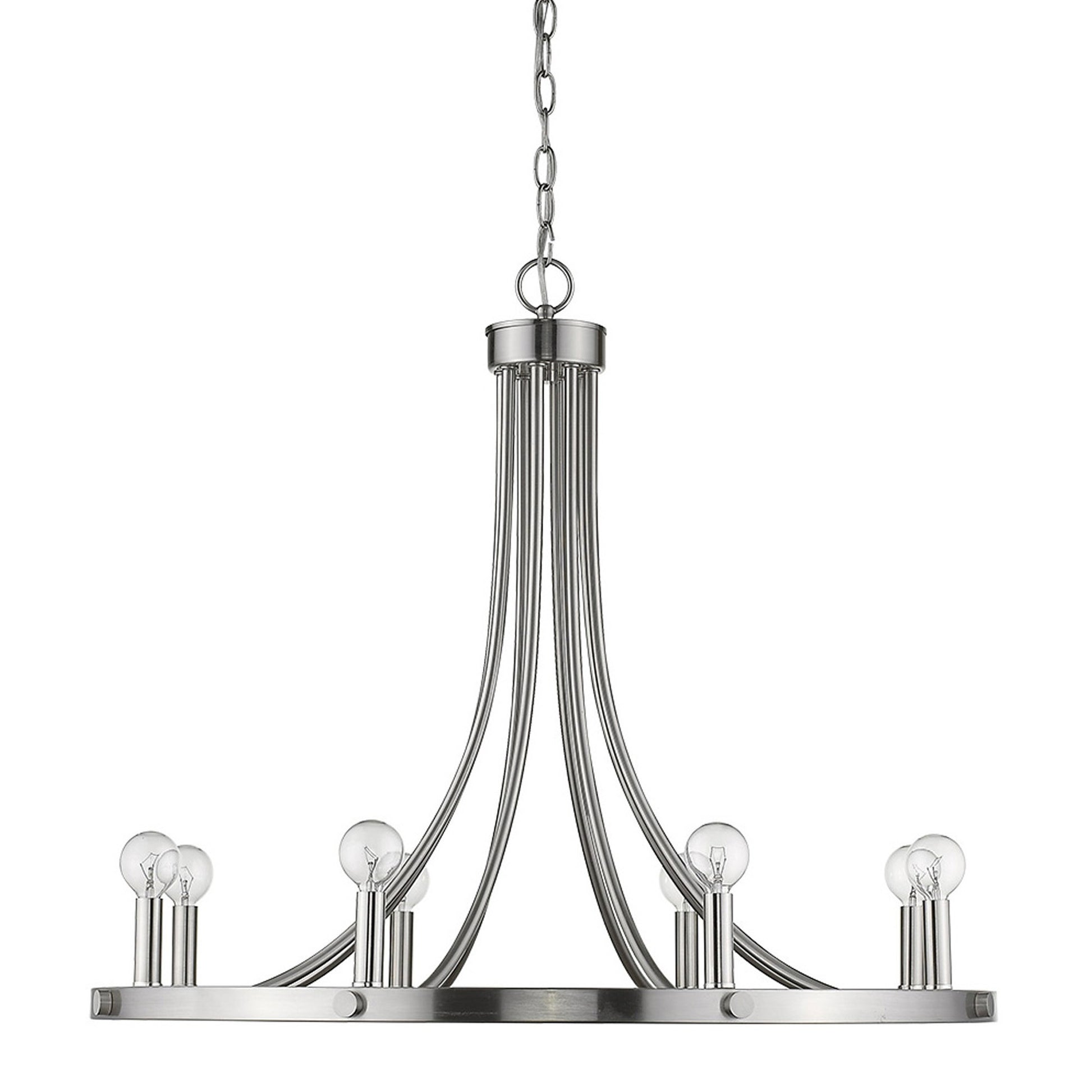 Silver Candle Style Eight Light Metal Dimmable Chandelier-Chandeliers-DECOROLALA