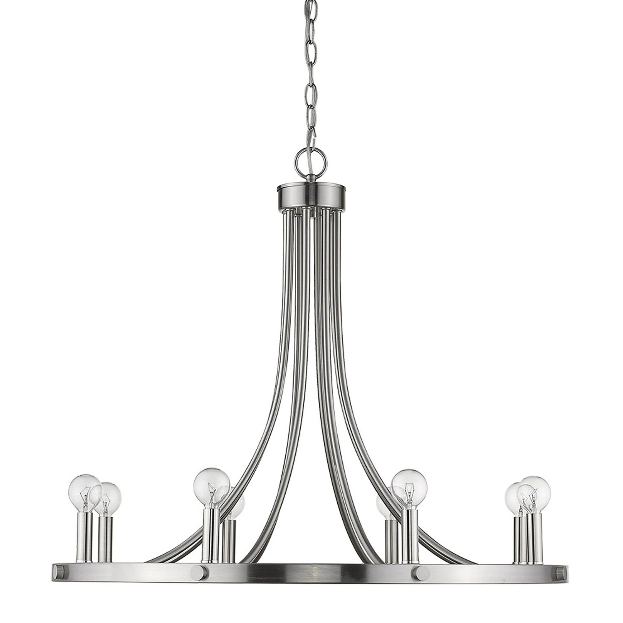 Silver Candle Style Eight Light Metal Dimmable Chandelier-Chandeliers-DECOROLALA