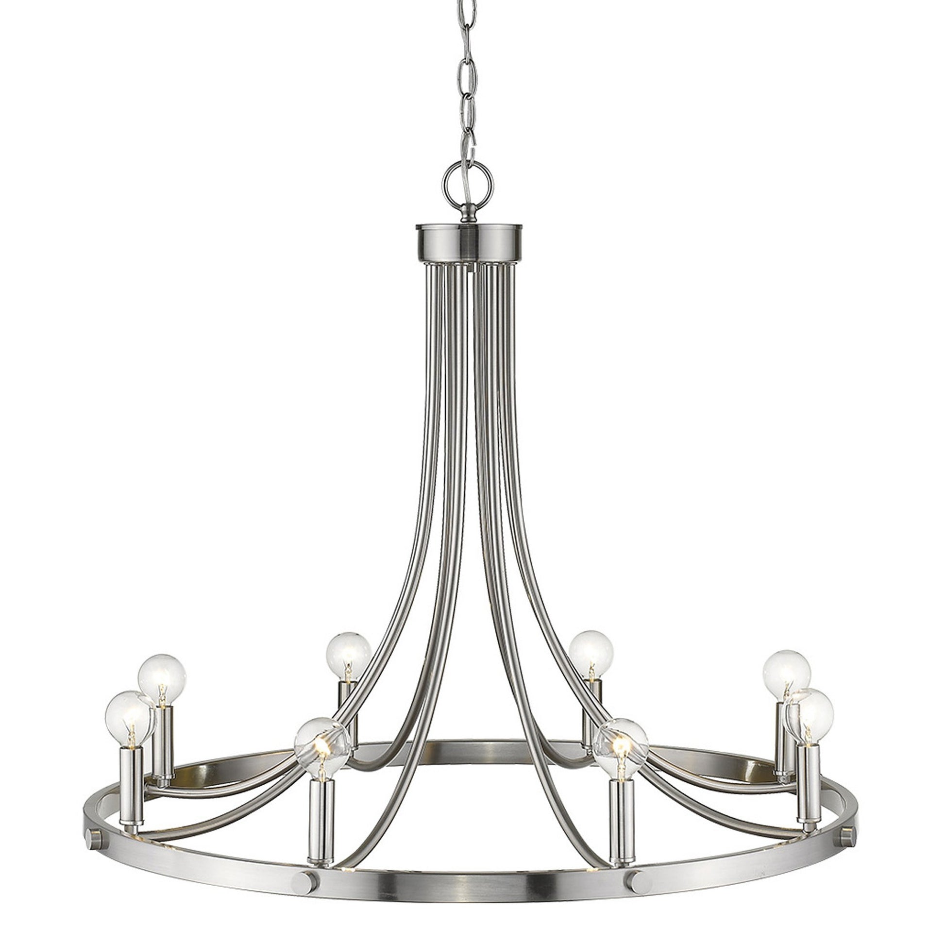 Silver Candle Style Eight Light Metal Dimmable Chandelier-Chandeliers-DECOROLALA