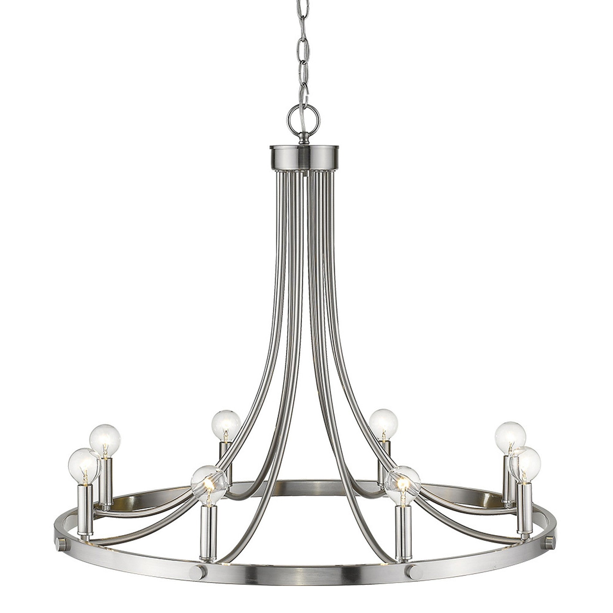 Silver Candle Style Eight Light Metal Dimmable Chandelier-Chandeliers-DECOROLALA