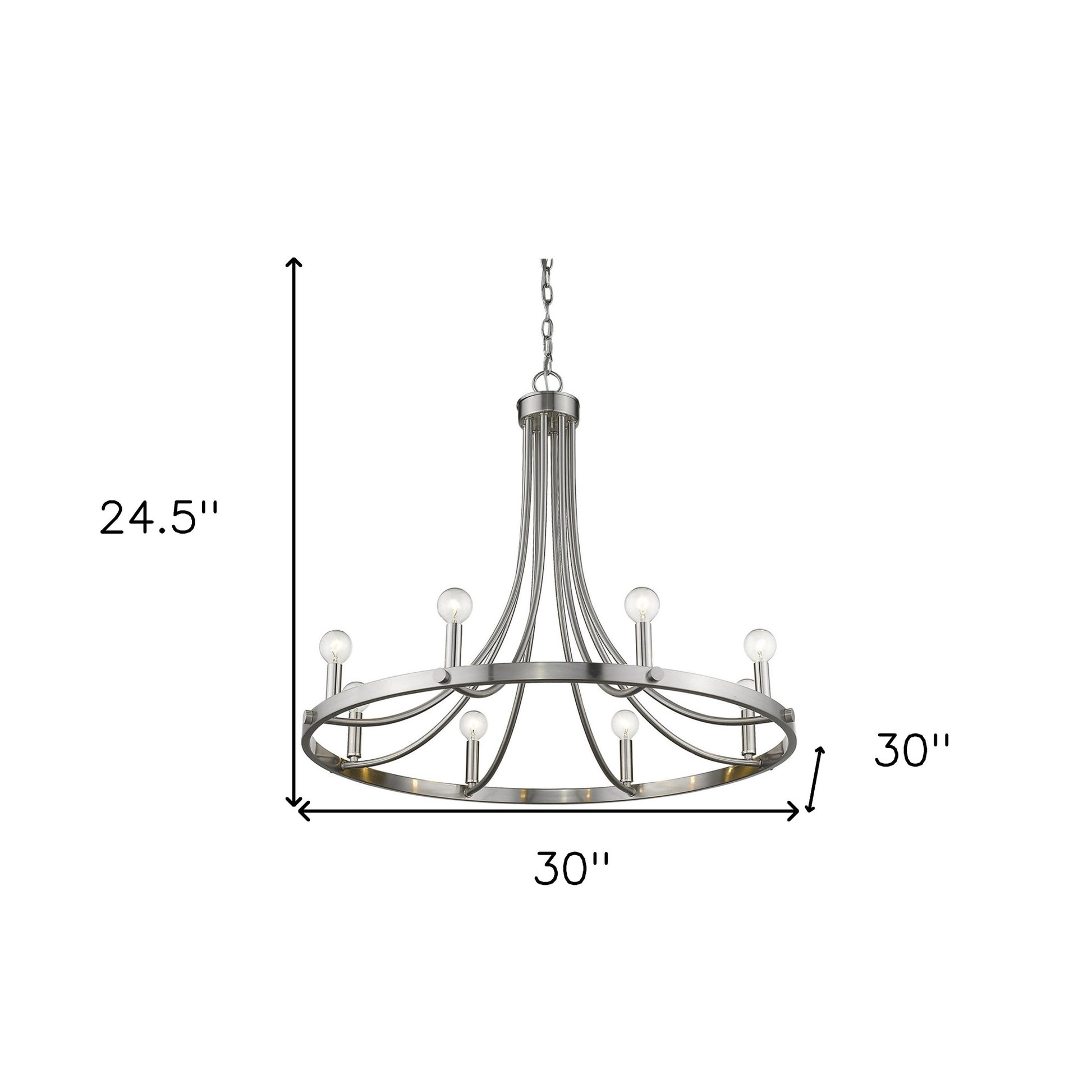 Silver Candle Style Eight Light Metal Dimmable Chandelier-Chandeliers-DECOROLALA