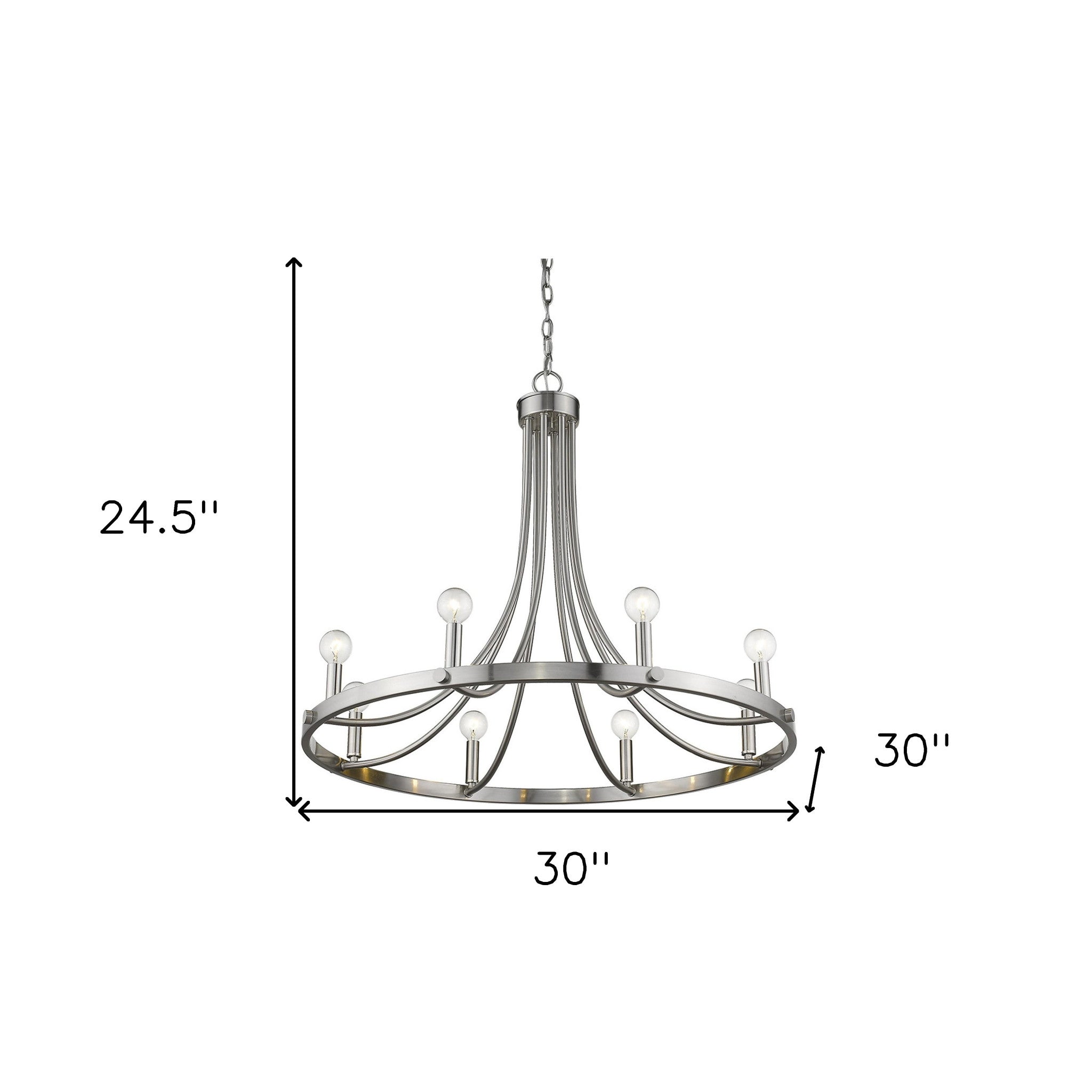 Silver Candle Style Eight Light Metal Dimmable Chandelier-Chandeliers-DECOROLALA