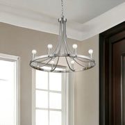 Silver Candle Style Eight Light Metal Dimmable Chandelier-Chandeliers-DECOROLALA