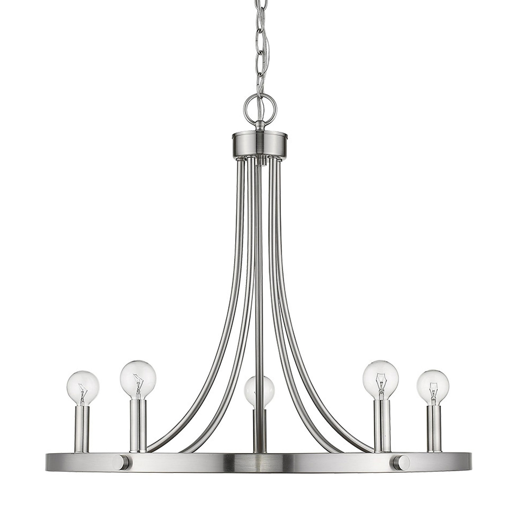 Silver Candle Style Five Light Metal Dimmable Chandelier-Chandeliers-DECOROLALA