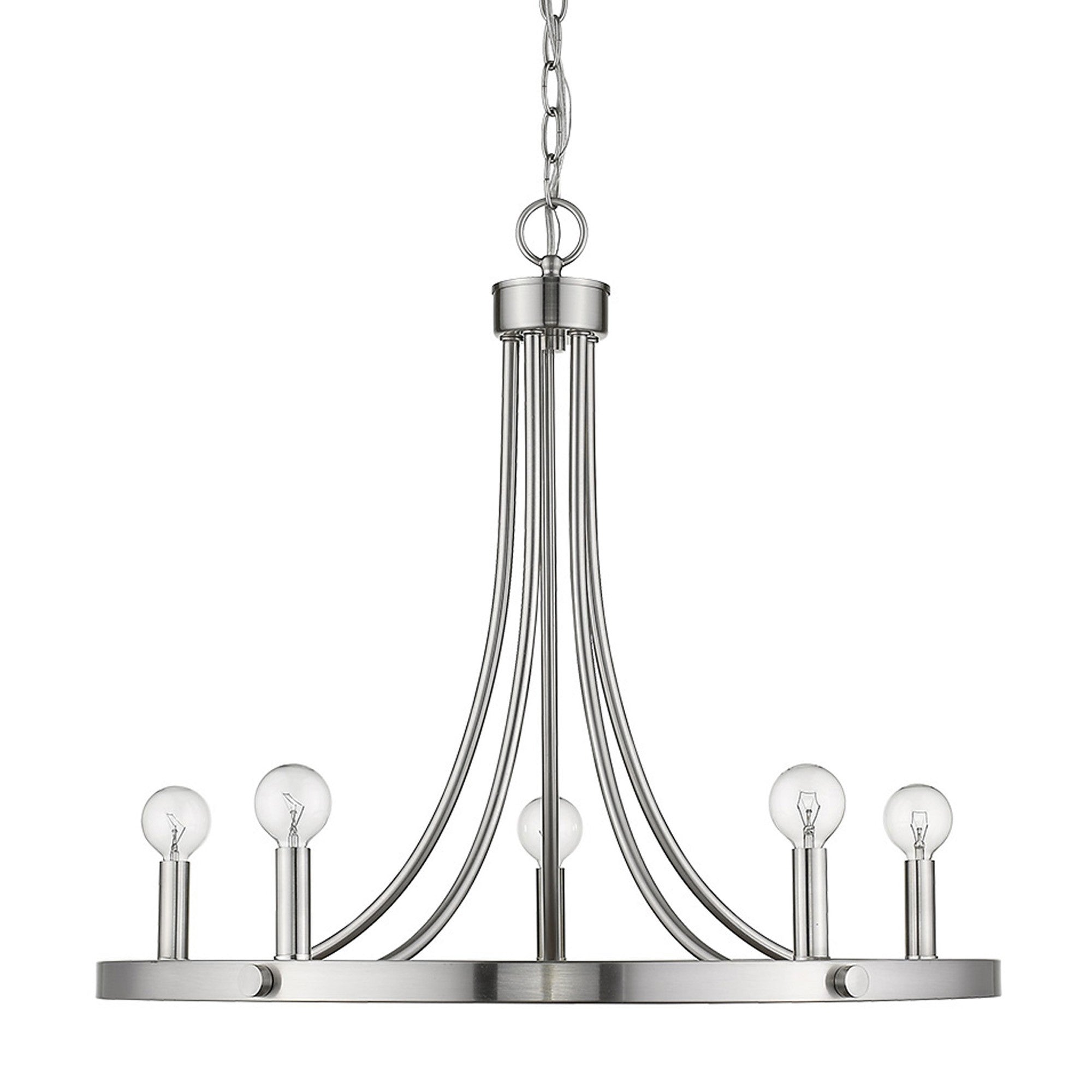Silver Candle Style Five Light Metal Dimmable Chandelier-Chandeliers-DECOROLALA