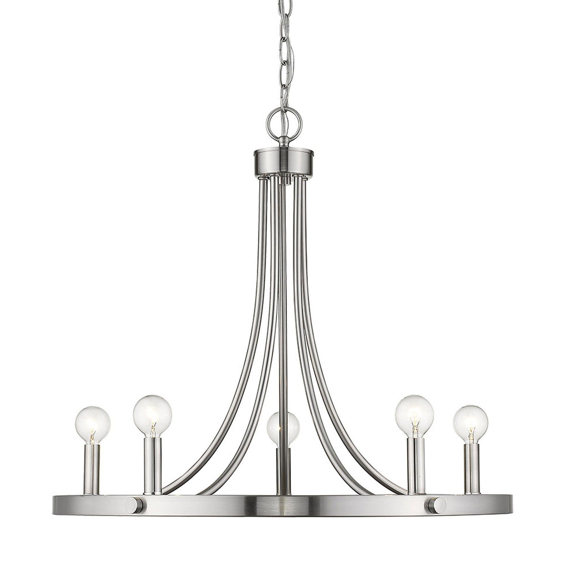 Silver Candle Style Five Light Metal Dimmable Chandelier-Chandeliers-DECOROLALA