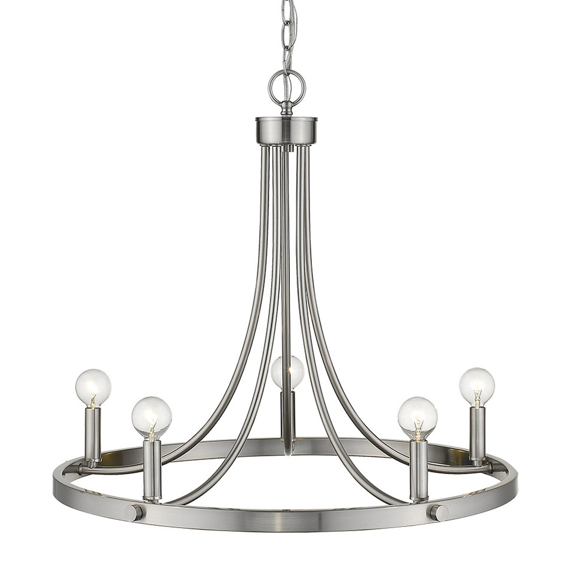 Silver Candle Style Five Light Metal Dimmable Chandelier-Chandeliers-DECOROLALA