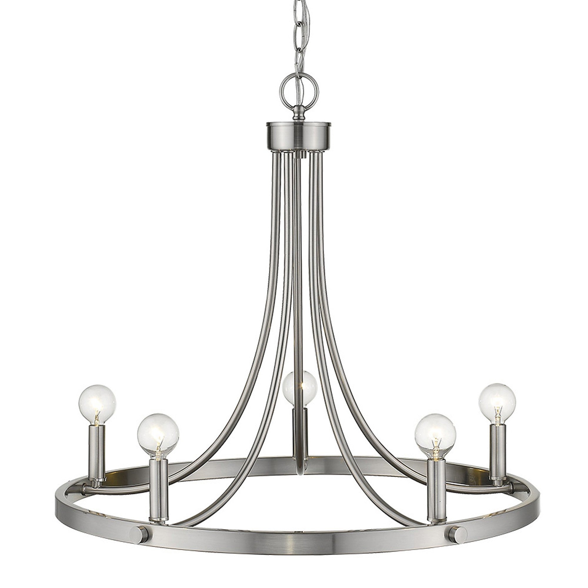 Silver Candle Style Five Light Metal Dimmable Chandelier-Chandeliers-DECOROLALA