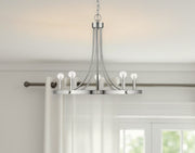 Silver Candle Style Five Light Metal Dimmable Chandelier-Chandeliers-DECOROLALA