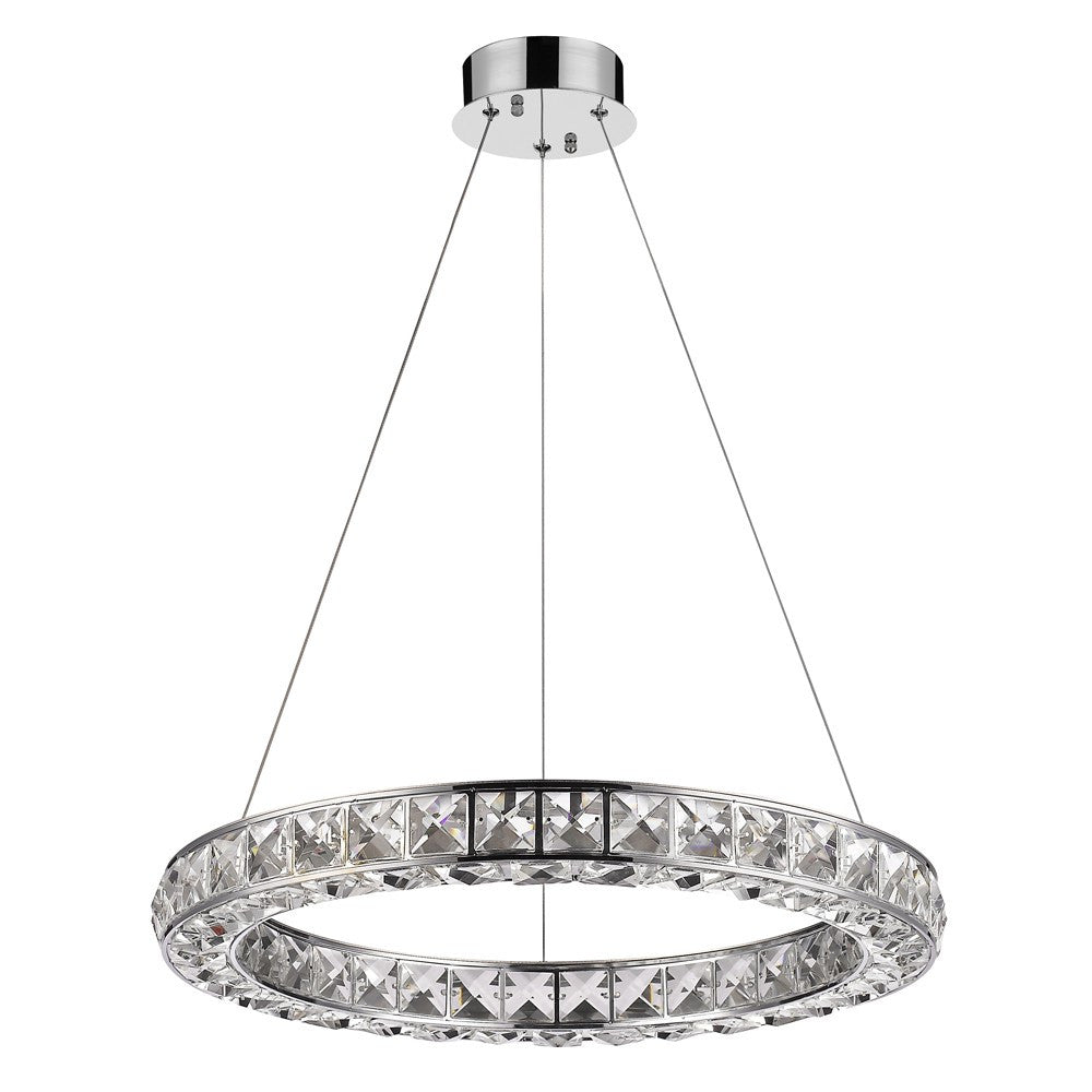 Silver Faux Crystal Bling Ring LED Hanging Light-Chandeliers-DECOROLALA