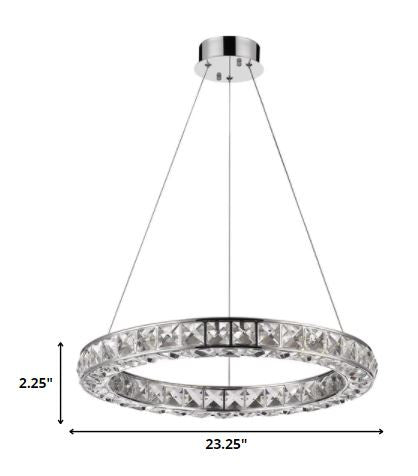 Silver Faux Crystal Bling Ring LED Hanging Light-Chandeliers-DECOROLALA
