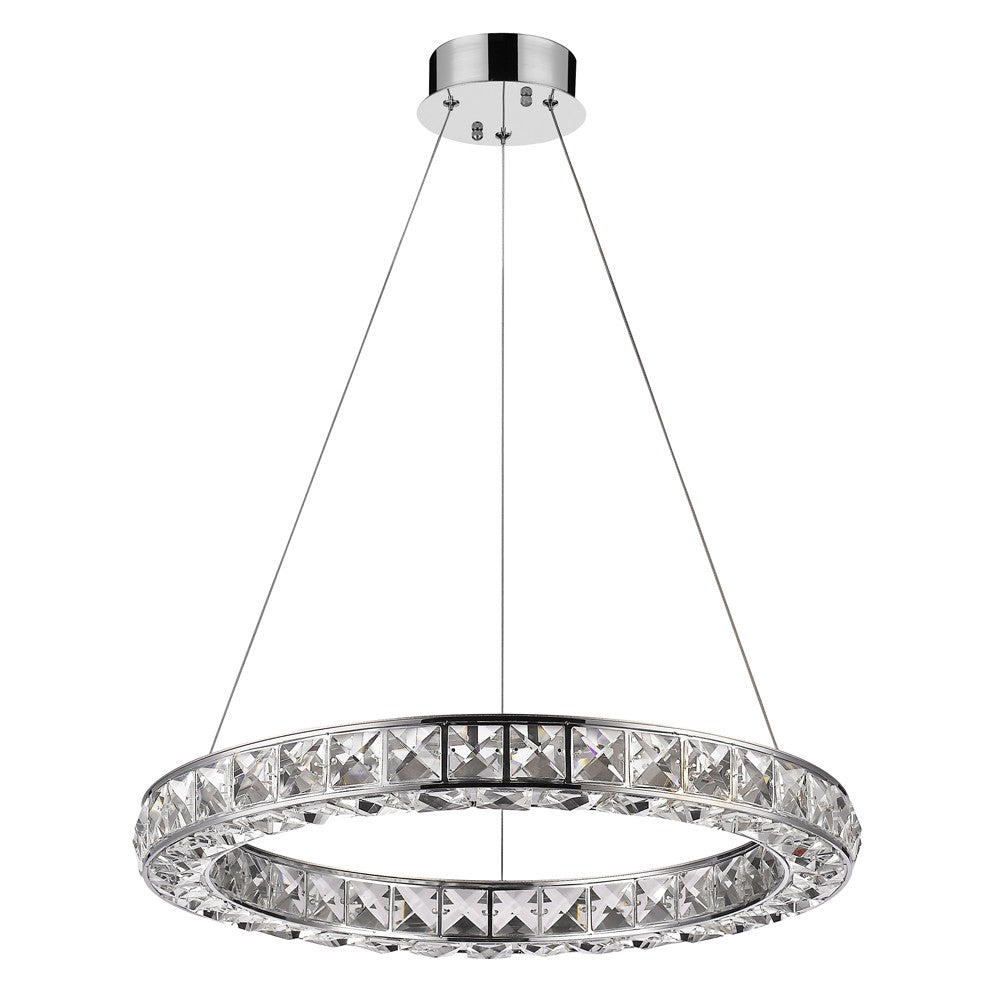 Silver Faux Crystal Bling Ring LED Hanging Light-Chandeliers-DECOROLALA