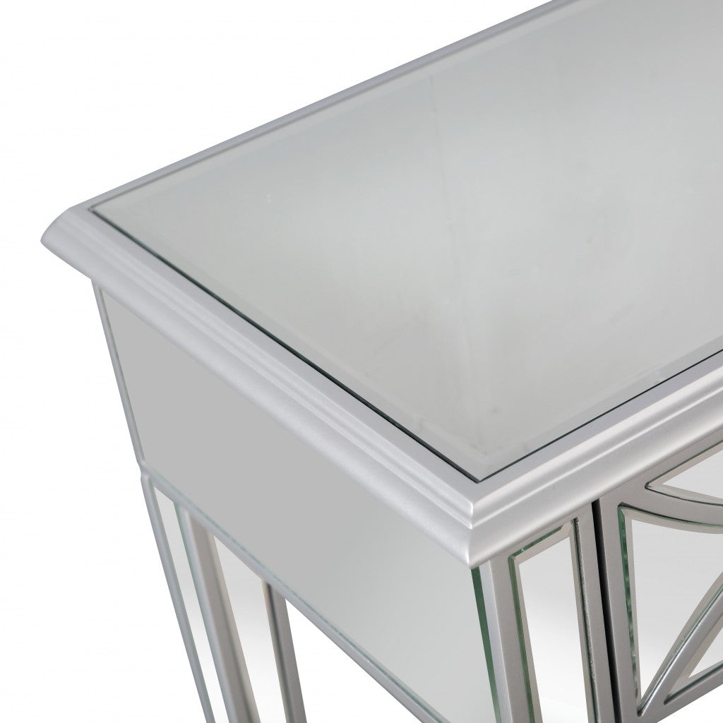 Silver Glass Mirror Console Table-Console Tables-DECOROLALA