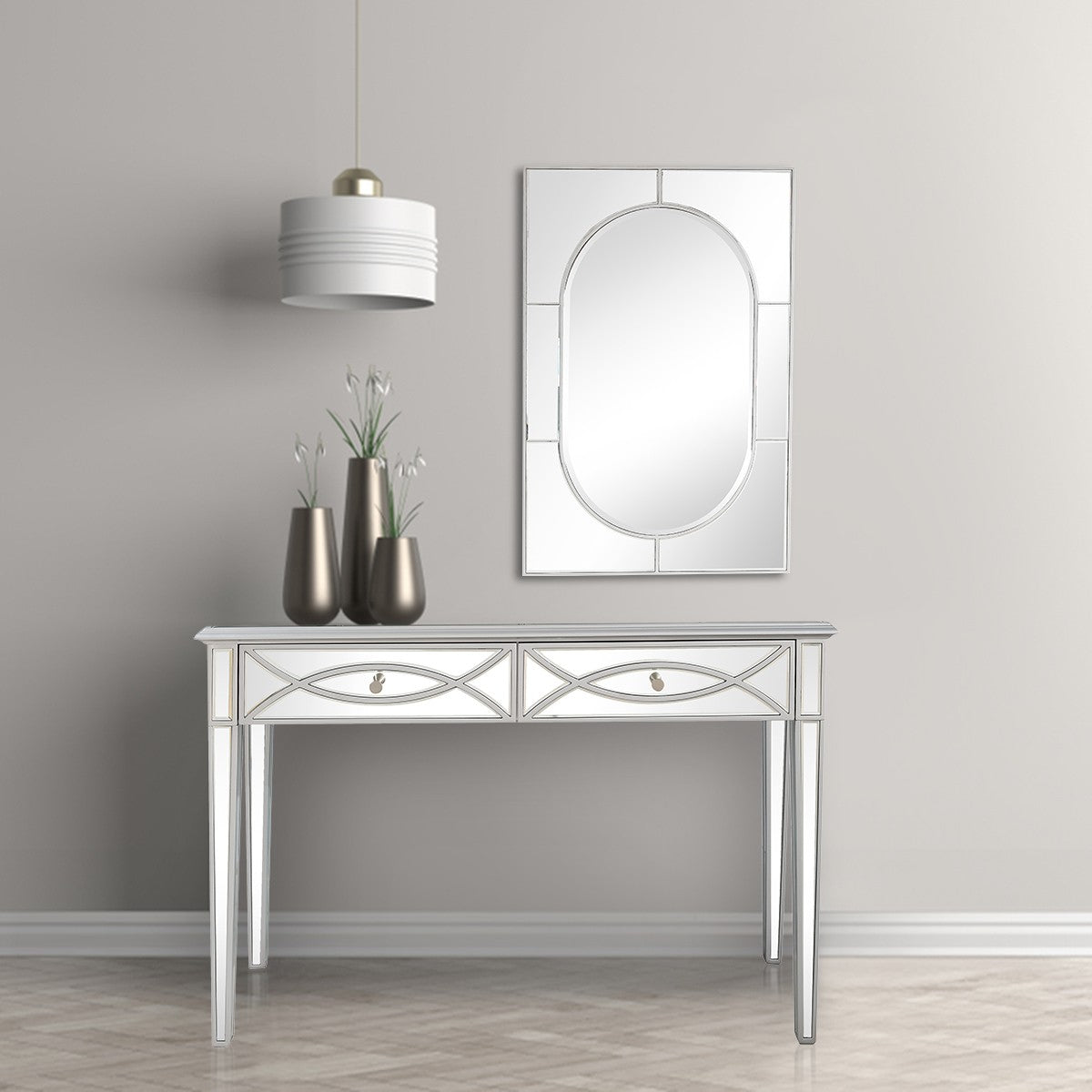 Silver Glass Mirror Console Table-Console Tables-DECOROLALA