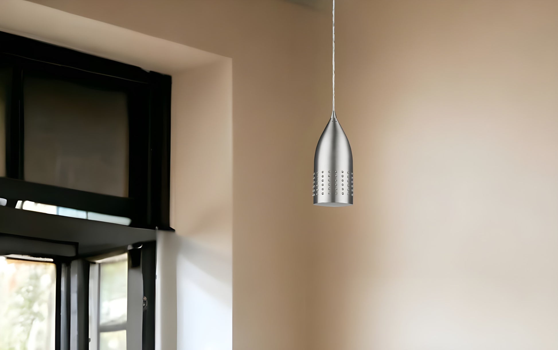 Silver Hanging Light with Glass Studs-Chandeliers-DECOROLALA