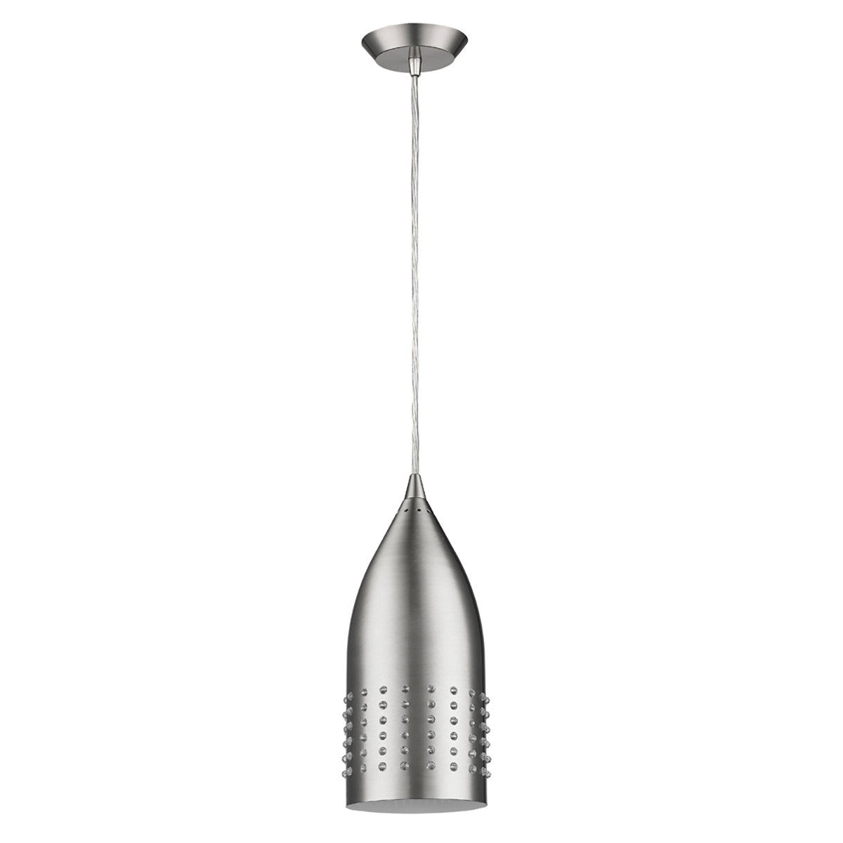 Silver Hanging Light with Glass Studs-Chandeliers-DECOROLALA