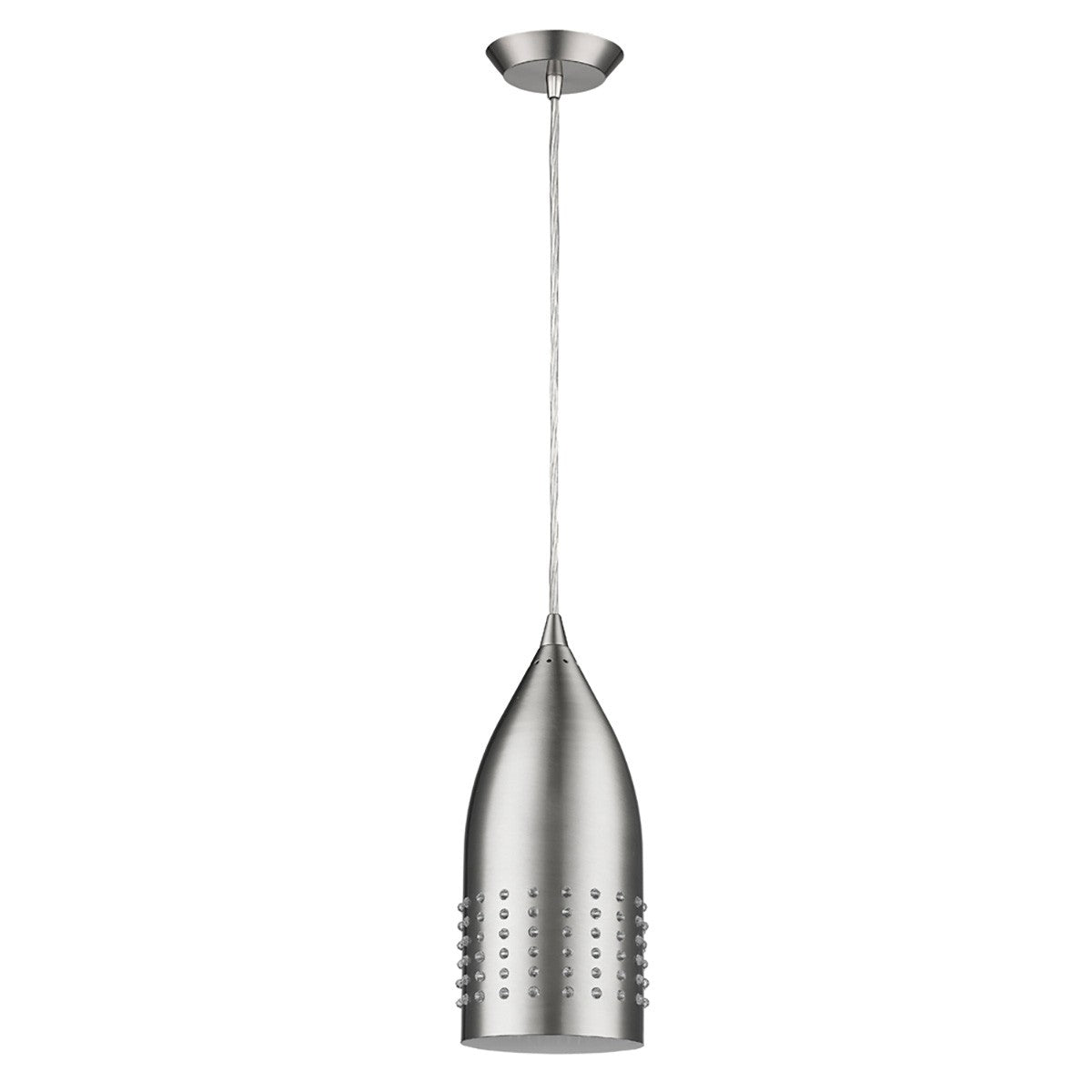 Silver Hanging Light with Glass Studs-Chandeliers-DECOROLALA