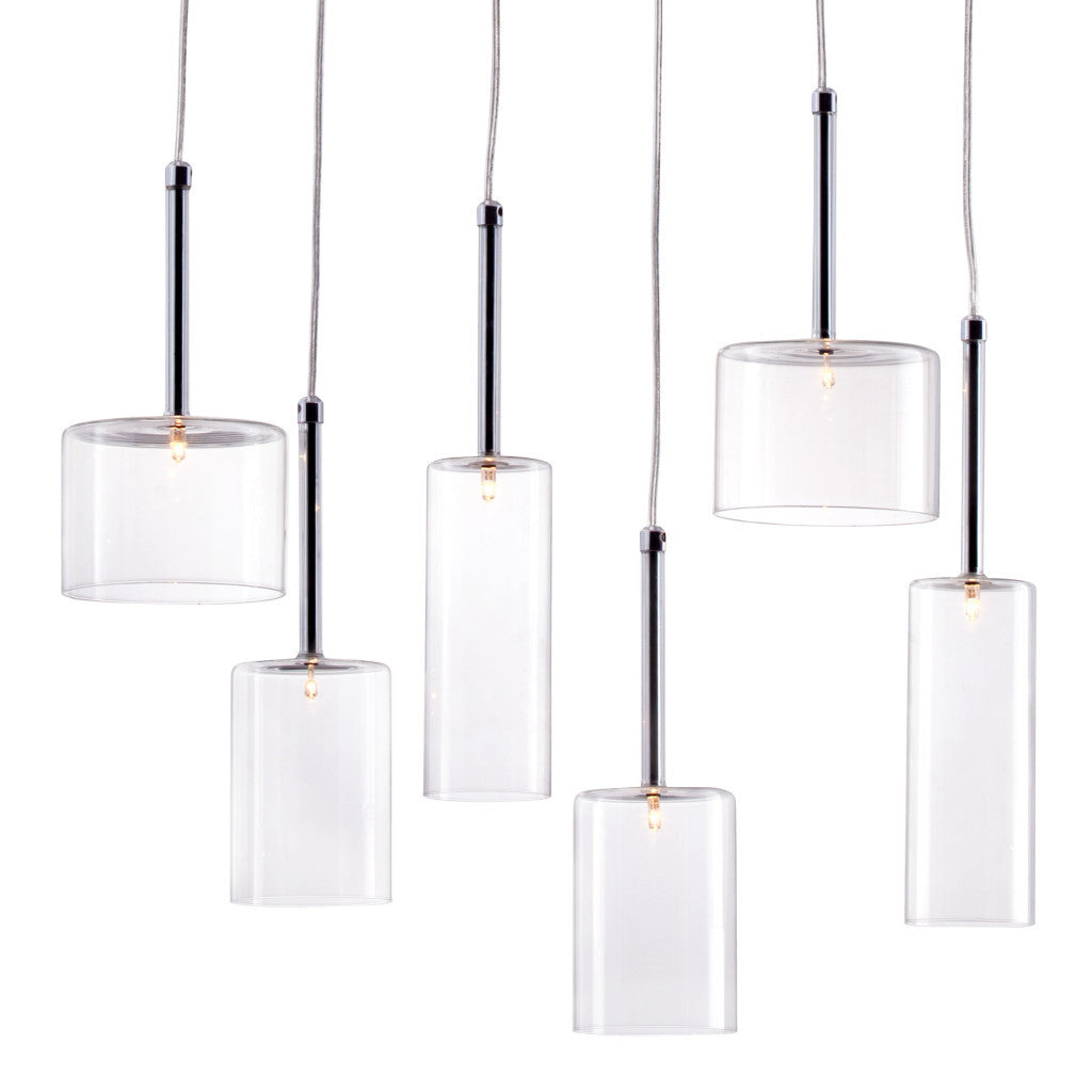 Silver Kitchen Island Six Light Metal LED Ceiling Light With Shades-Chandeliers-DECOROLALA