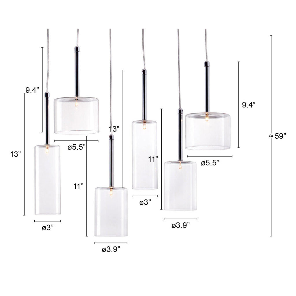 Silver Kitchen Island Six Light Metal LED Ceiling Light With Shades-Chandeliers-DECOROLALA