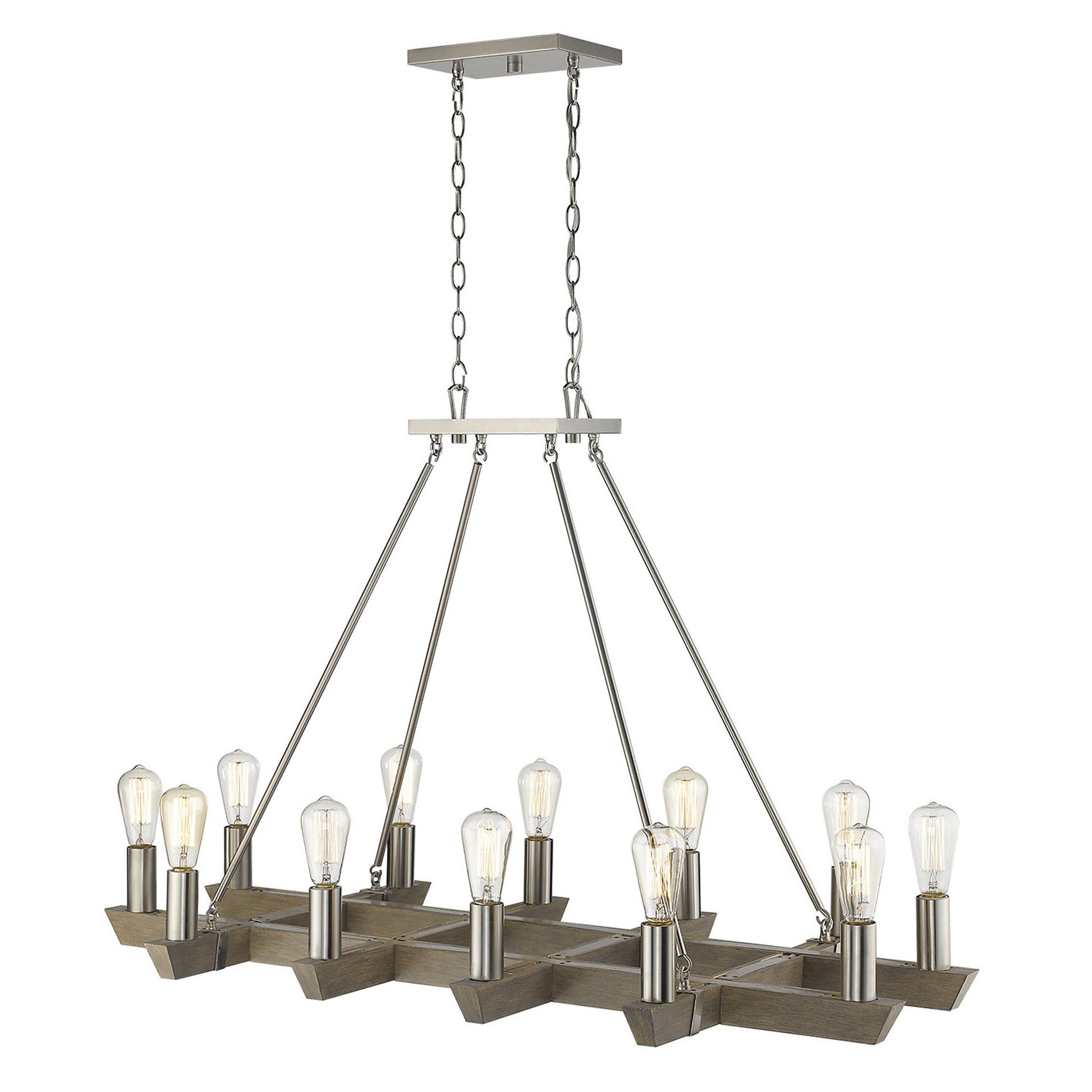 Silver Kitchen Island Twelve Light Metal Dimmable Chandelier-Chandeliers-DECOROLALA