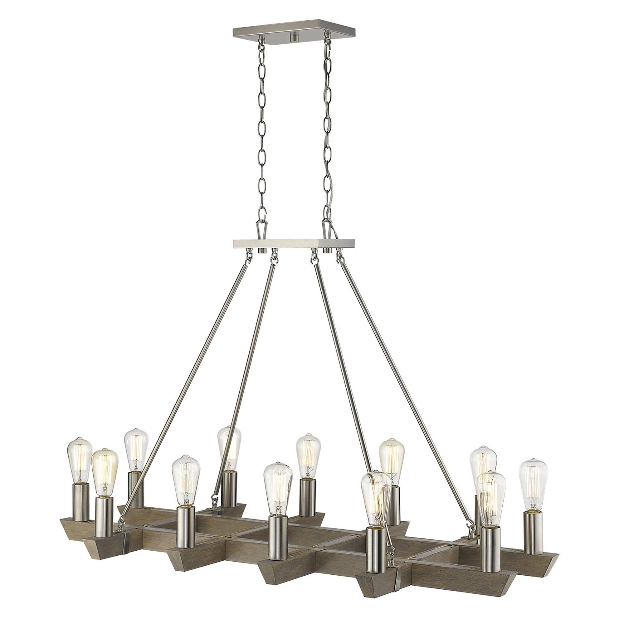 Silver Kitchen Island Twelve Light Metal Dimmable Chandelier-Chandeliers-DECOROLALA