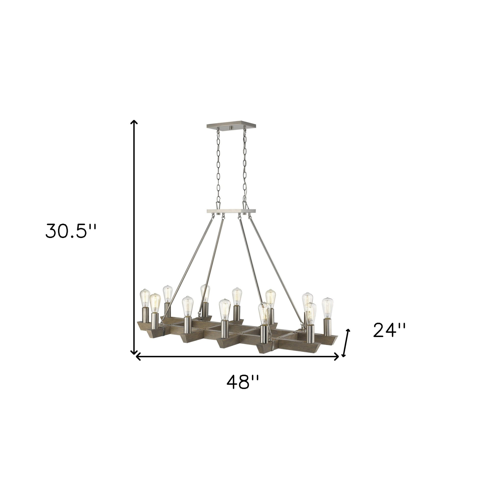 Silver Kitchen Island Twelve Light Metal Dimmable Chandelier-Chandeliers-DECOROLALA