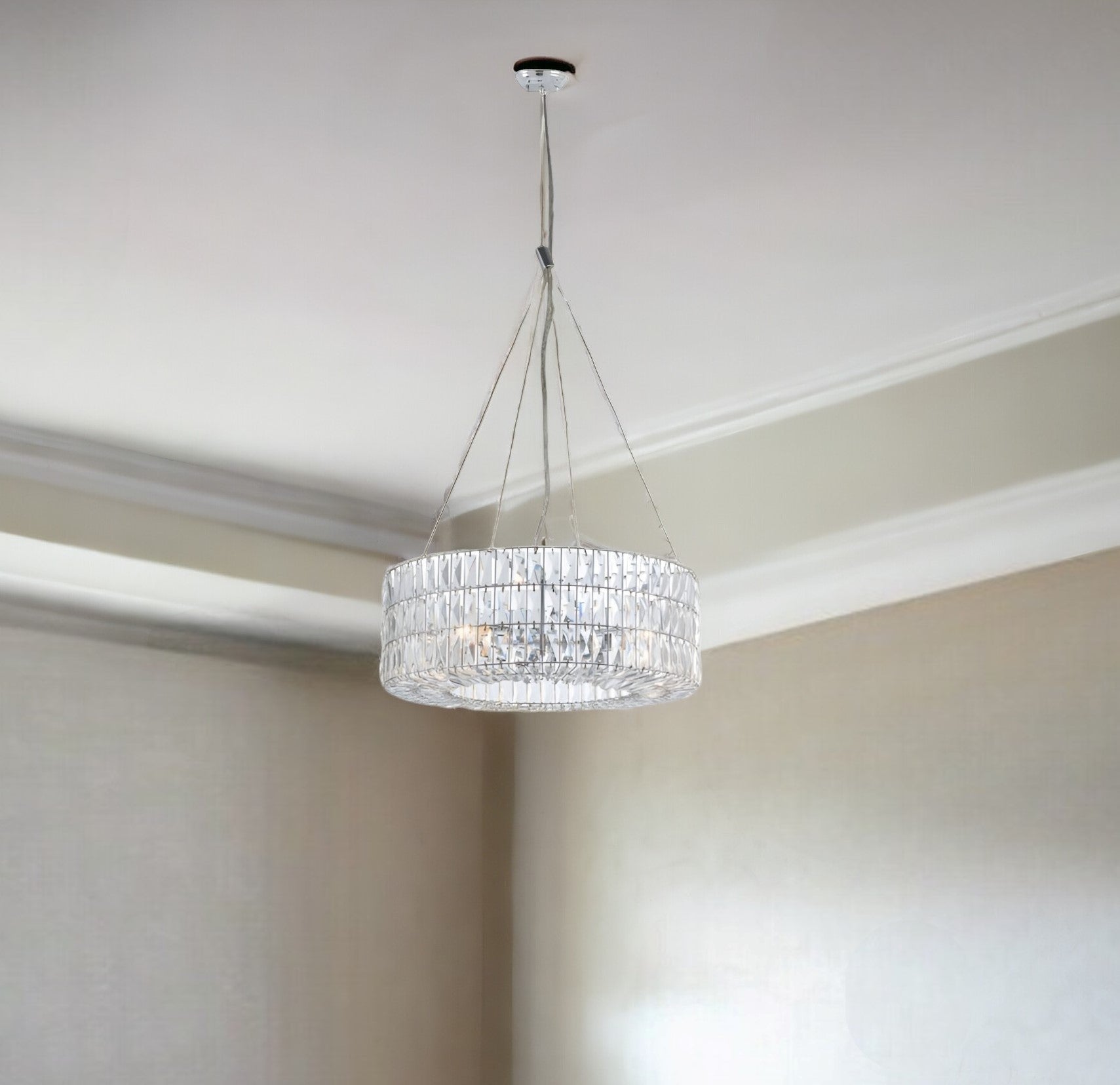 Silver Lantern Metal Chandelier With Silver Shades-Chandeliers-DECOROLALA