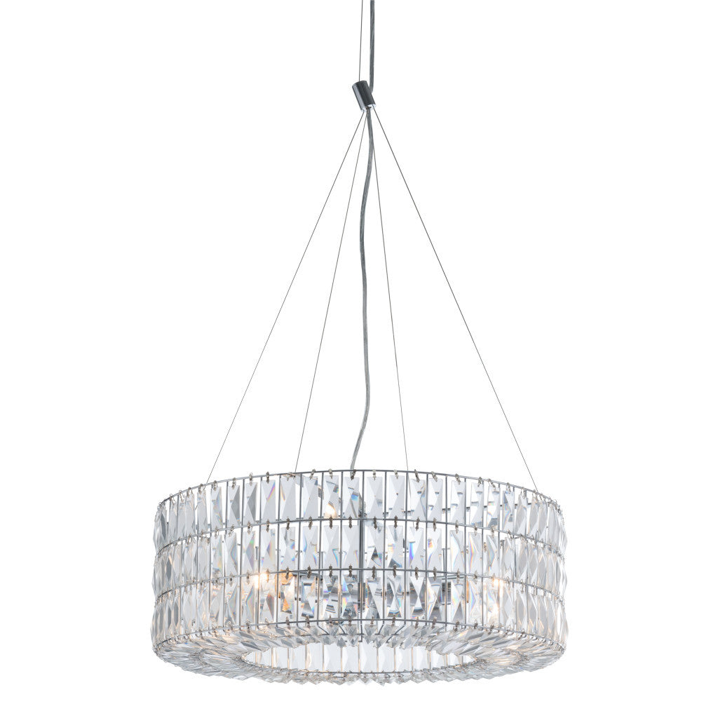 Silver Lantern Metal Chandelier With Silver Shades-Chandeliers-DECOROLALA
